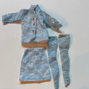 Vintage Blue Lace Barbie Inspired Doll Outfit Set